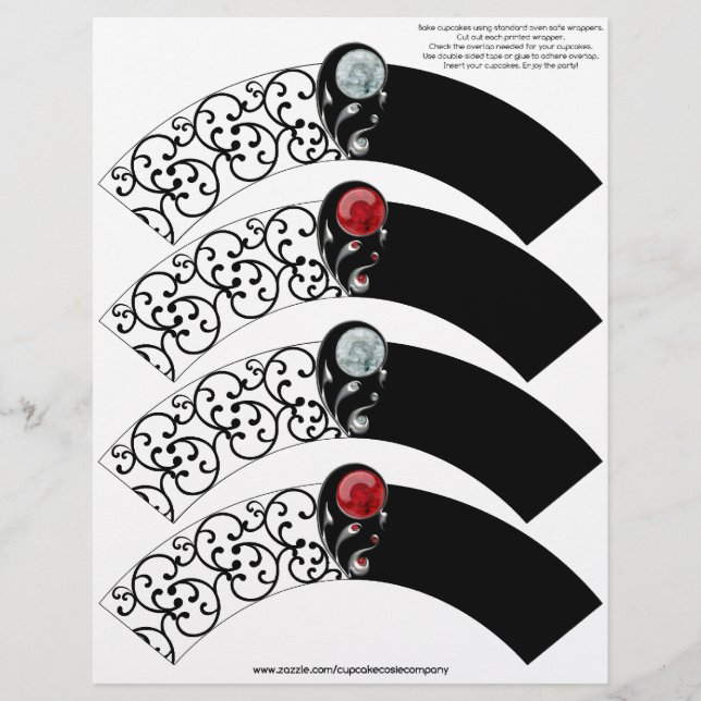 Cupcake Damask - Cosie - Vermelho e Cristal (Frente)