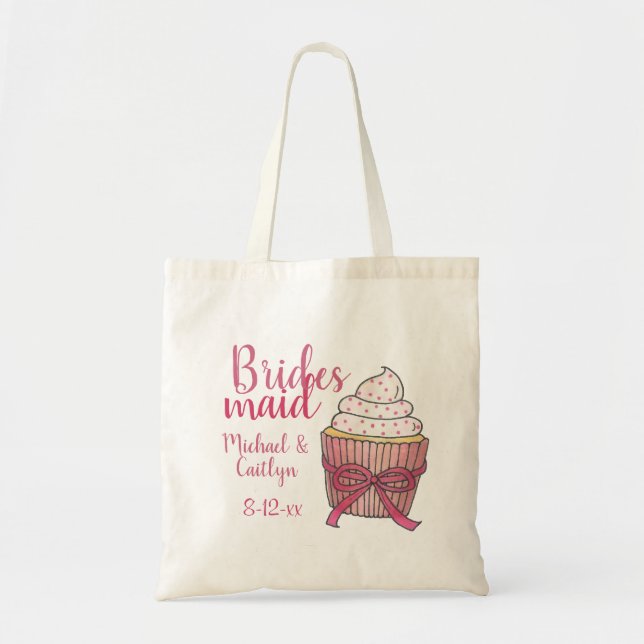 Cupcake de Casamento Rosa Bridesmaid Bolsa (Frente)