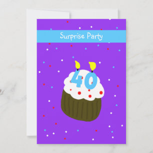 Cupcake de Convite de aniversário Surprise 40th