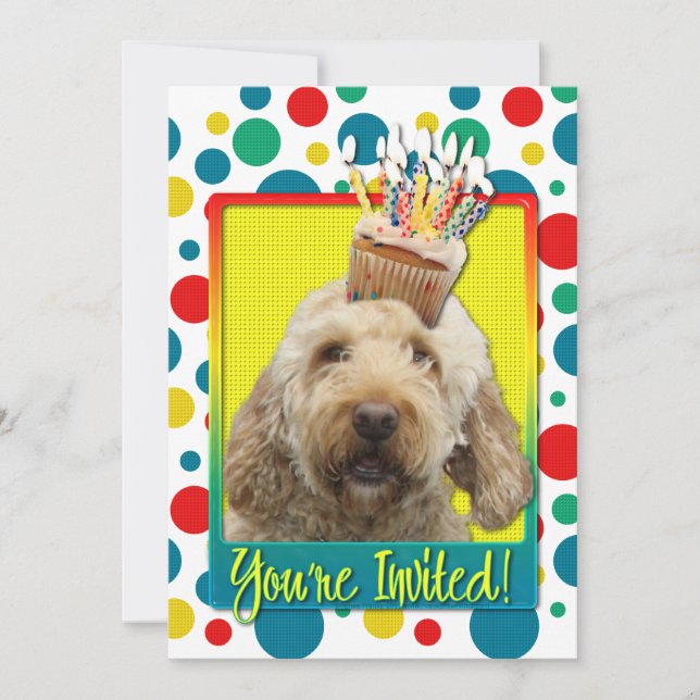 Cupcake de Convite - GoldenDoodle (Frente)