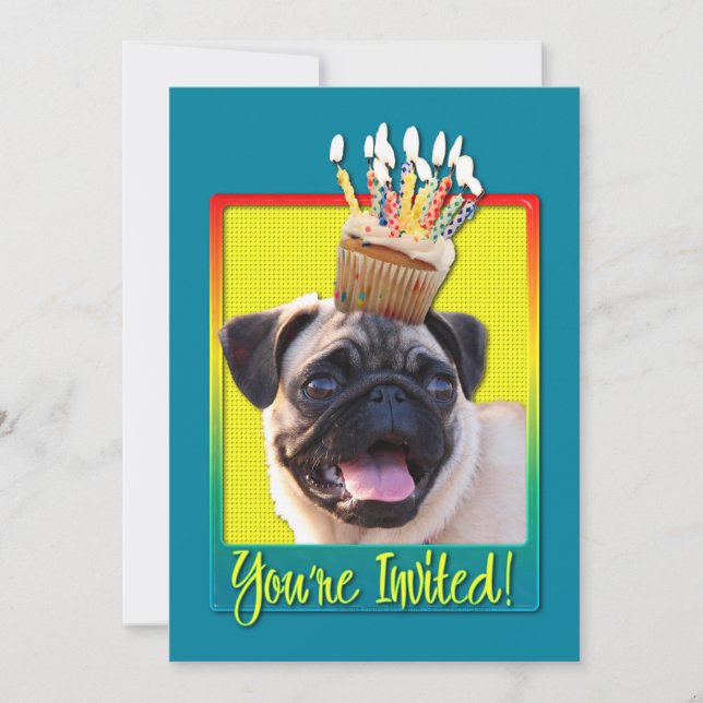Cupcake de Convite - Pug (Frente)