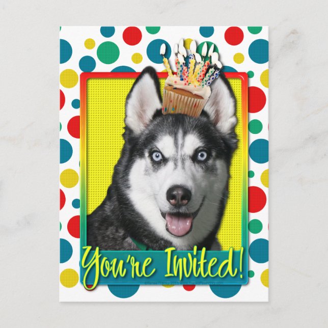 Cupcake de Convite - Siberian Husky (Frente)
