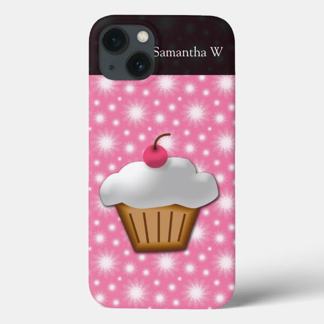 Cupcake de corte com cereja rosa no topo (Verso)
