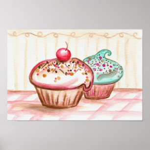 Cupcake de Impressão de Arte em Parede da Cozinha