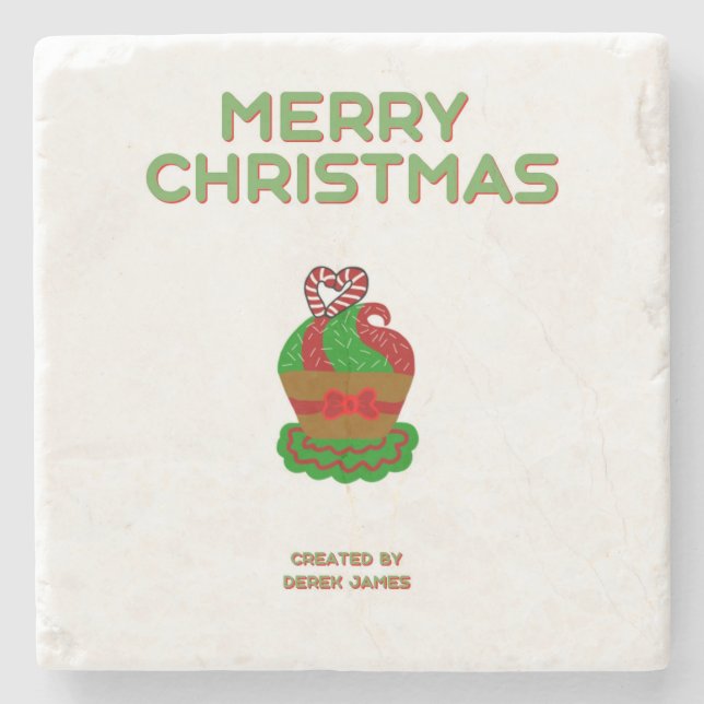 Cupcake de Natal - Porta copos de pedra (Frente)
