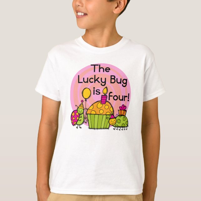 Cupcake de sorte 4º aniversário T-shirts e present (Frente)