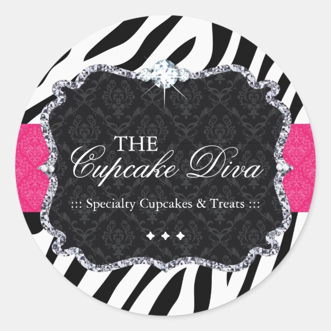 Cupcake de Zebra Sassy - Adesivos (Frente)