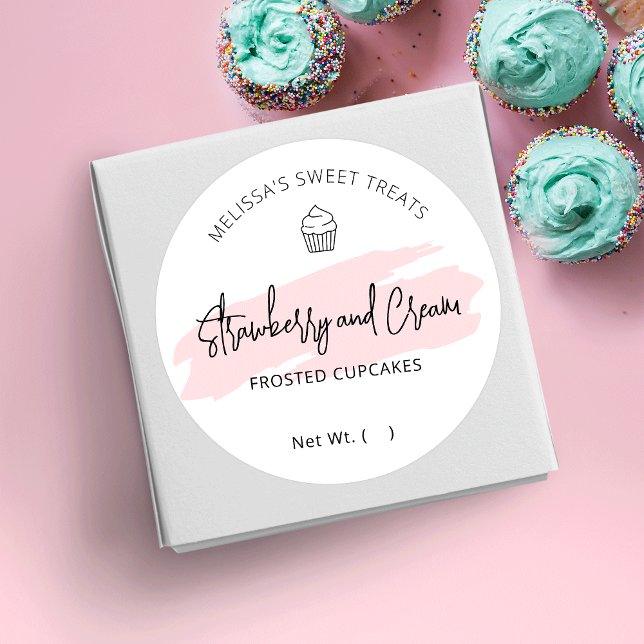 Cupcake Etiqueta Feminina Flavor Round Sticker (Criador carregado)