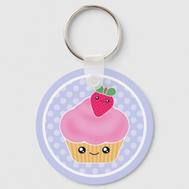 Cupcake Kawaii Strawberry Chaveiro (Frente)