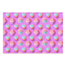 Cupcake Lilac, Azul e Rosa Coloridos
