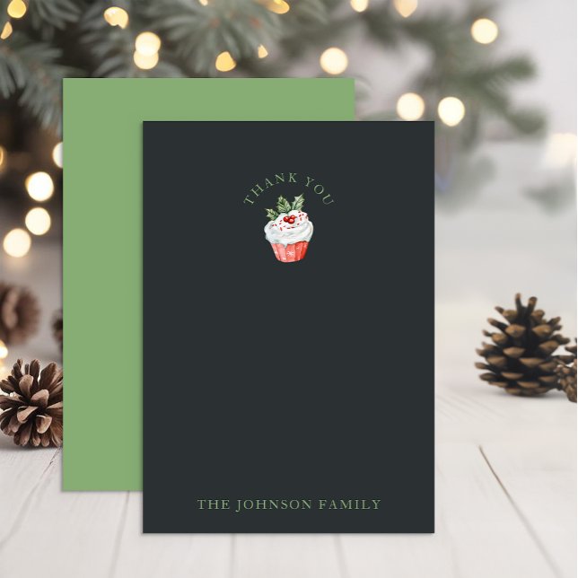 Cupcake Natal Cartões de agradecimentos de Aquarel (Simple Christmas Thank You Card)
