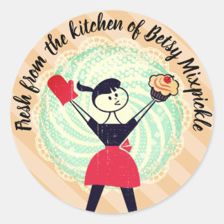 Cupcake retrô-menina da cozinha do adesivo