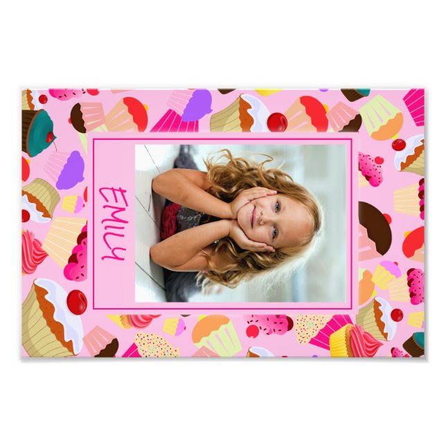 Cupcake Rosa Brilhante - Foto Personalizada (Frente)