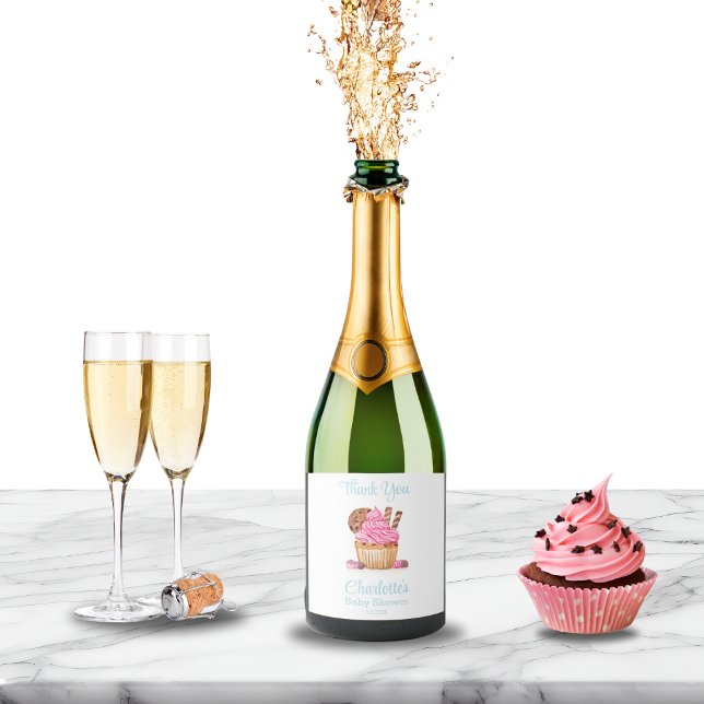 Cupcake Rosa Com Agradecimento Para Chá de Bebê de (Criador carregado)