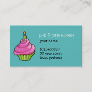 Cupcake rosa e verde aqua Cartão de visita
