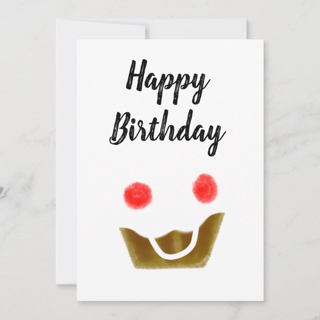 cupcake rosa simples, feliz aniversário (Frente)