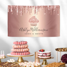 Cupcake Rose Gold Brilho Gotas de Bolo Confeitaria