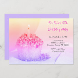 Cupcake roxo Convite aniversário de 30 anos colori