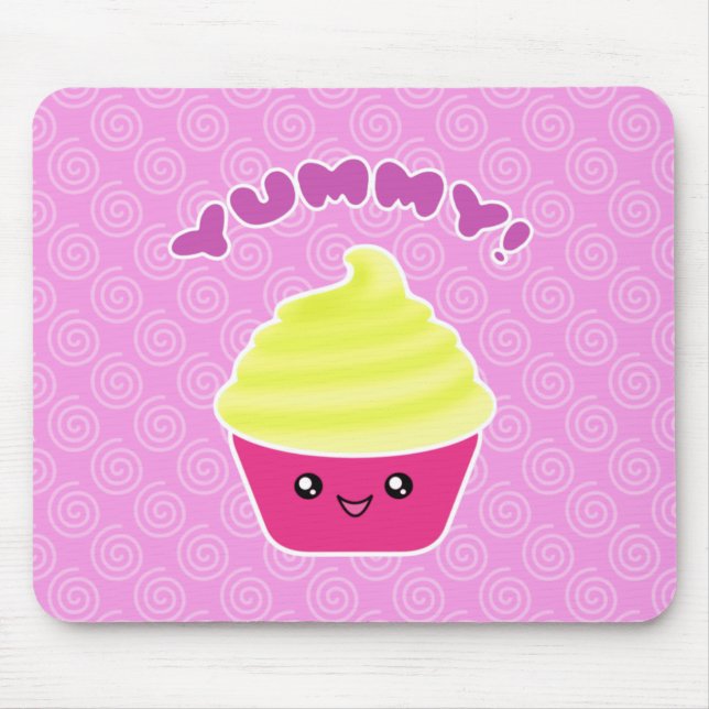 Cupcake saboroso de creme Mousepad de Kawaii do (Frente)