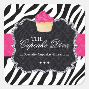 Cupcake Sassy da zebra - etiquetas de