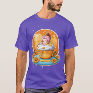Cupcake Whimsical Lady Sticker T-Shirt Design