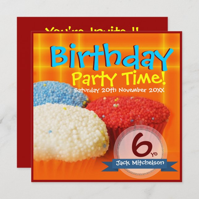 Cupcakes caseiros Convite de aniversário (Frente/Verso)
