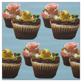 Cupcakes de chocolate Tecido de aves e Rosa