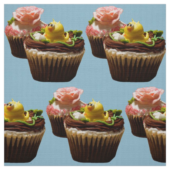 Cupcakes de chocolate Tecido de aves e Rosa (Modelo)