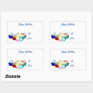 Cupcakes Felizes de Aniversário com Etiquetas de P