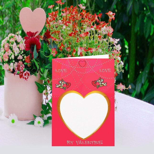 Cupid e Heart Frame Adicionar seu Cartão com fotos (Criador carregado)