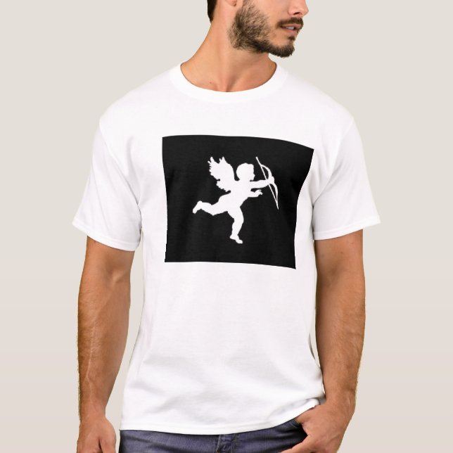 Cupido Branco De Camisa T Em Preto (Frente)