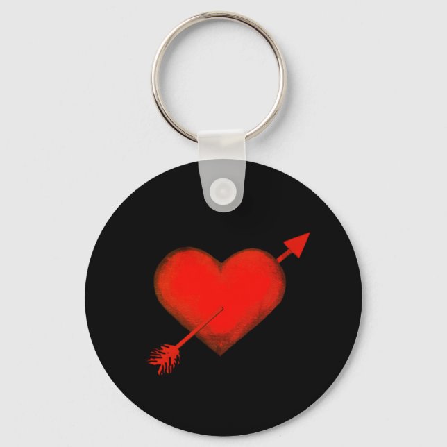 Cupido vermelho de seta sobre Chaveiro de botão pr (Frente)