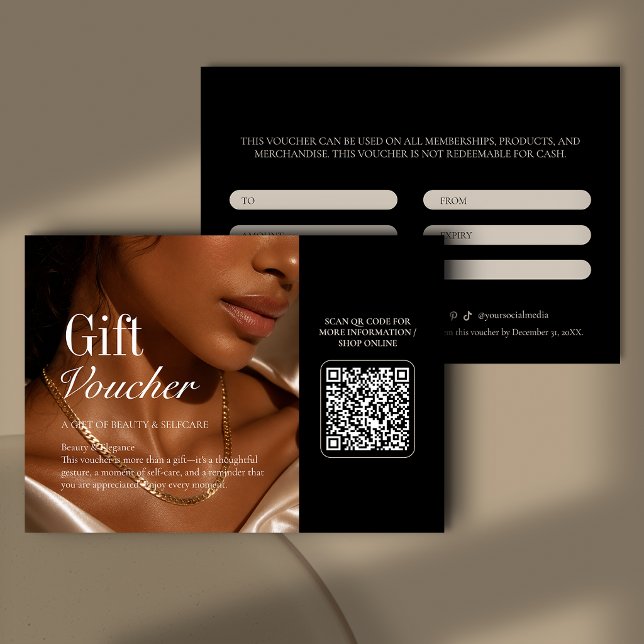 Cupom de Presente de Beleza com QR Code Moderno (Criador carregado)