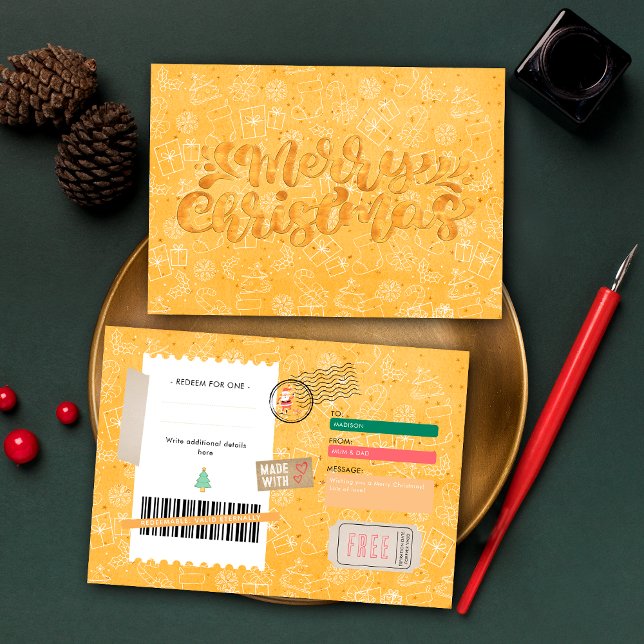 Cupom de Presente de Natal com Estampa Laranja de  (Criador carregado)