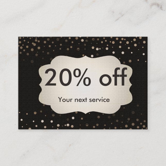 Cupom Dourado do Presente Confetti para Desconto P (Frente)