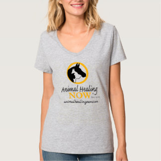 Cura de animais agora T-shirt com pescoço-V femini