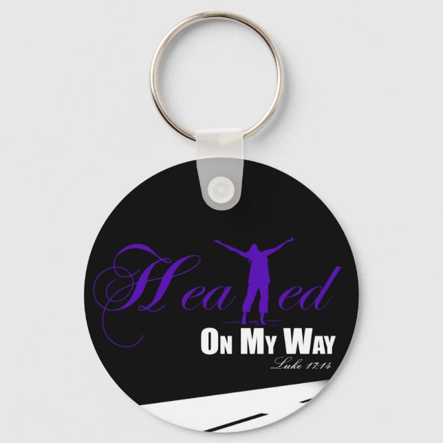 Cura no meu caminho Chaveiro roxo/preto (Frente)