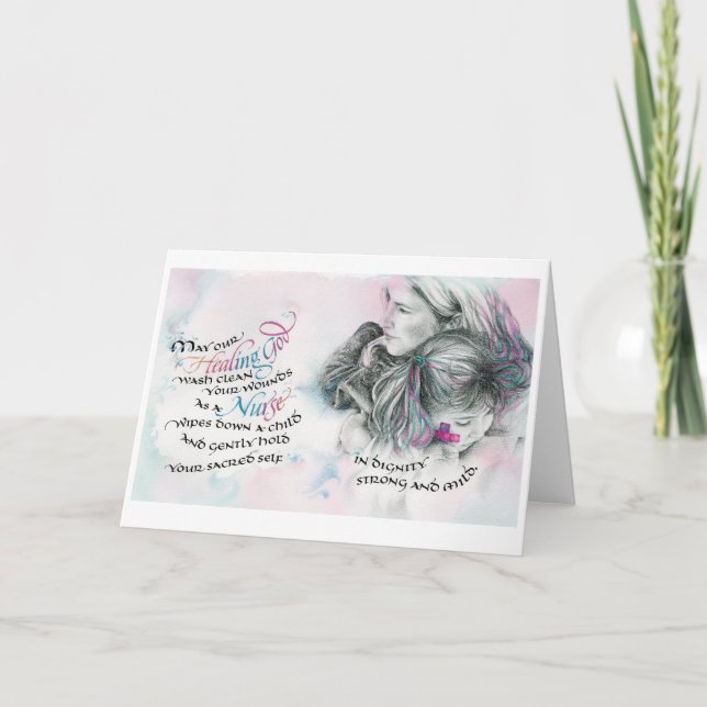 Curando Deus/Enfermeira, Cartão de Saudação Dobrad (Frente)
