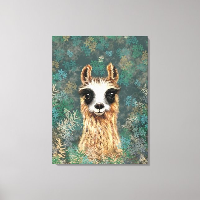 Curioso Baby Llama Funny Canvas Print - Pintura (Frente)