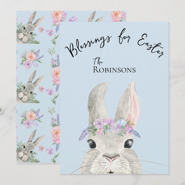 Curioso coelho rosa-rosa Páscoa Floral Lilac (Frente/Verso)