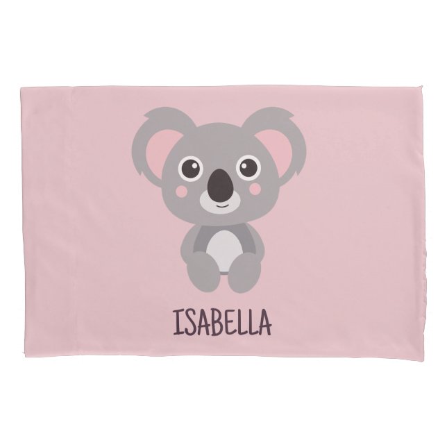 Curioso Koala Bear Kids Rosa Nome Personalizado (Frente)