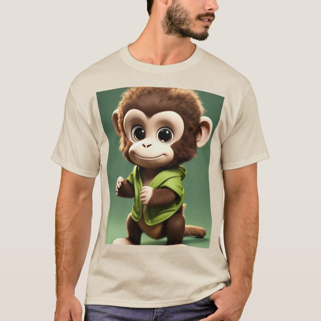 Curioso macaco esquilo na camisa da selva (Frente)