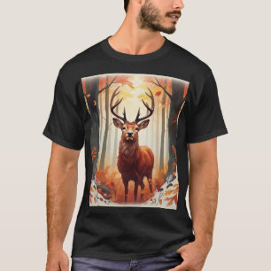 Curioso veado vermelho numa Design de camiseta ser