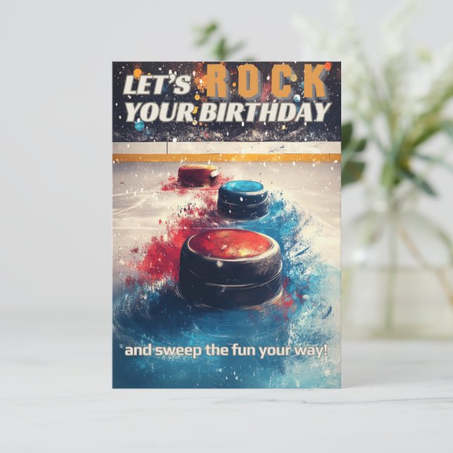 Curling Birthday Card (Em pé/Frente)