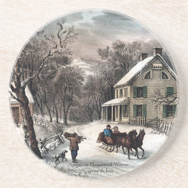Currier & Ives - porta copos - inverno da herdade (Frente)