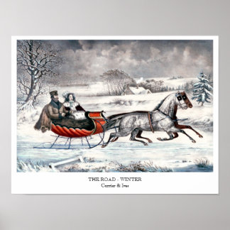Currier & Ives - Poster - A ESTRADA, WINTER