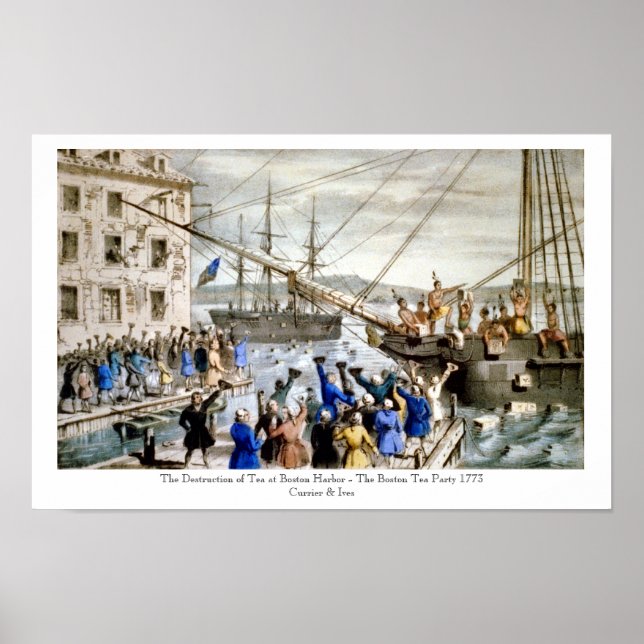 Currier & Ives - Poster - Festa do Chá de Boston (Frente)