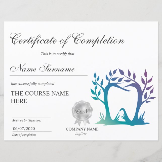 Curso de Certificado de Conclusão de Branqueamento (Frente)