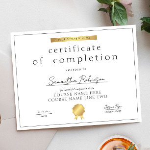Curso de Certificado de Conclusão de Ouro Falso Ch