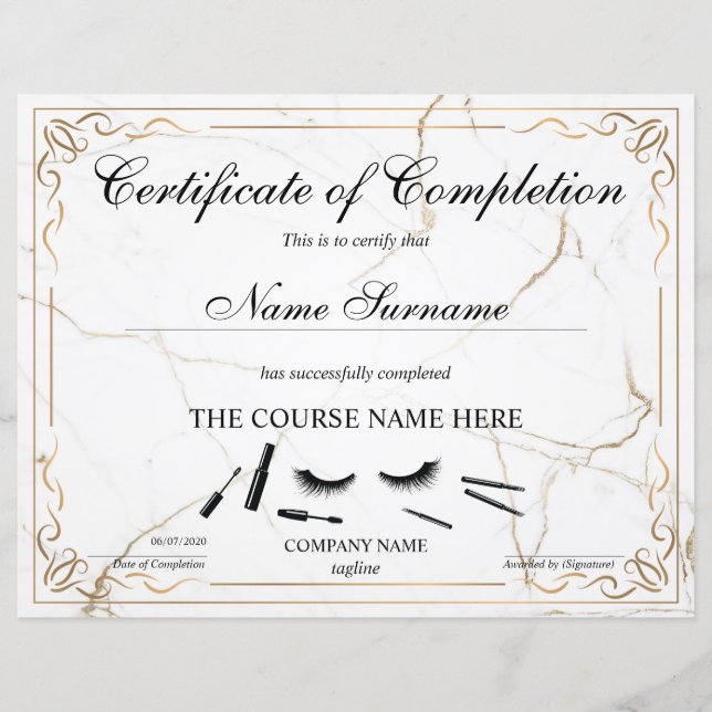 Curso de certificado de conclusão de Prêmios (Frente)